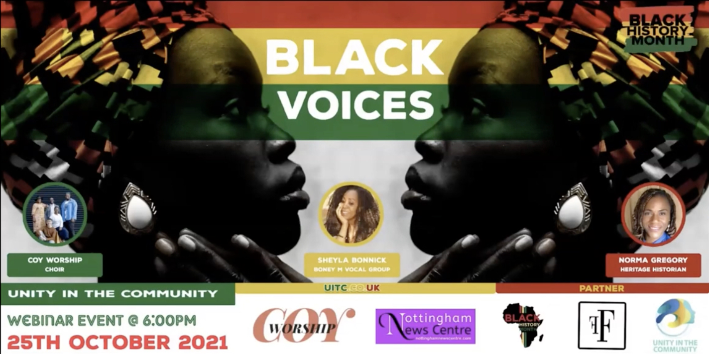 BLACK VOICES - BLACK HISTORY MONTH WITH UNITY IN THE COMMUNITY WEBINAR 1 - BLACK VOICES - 25 October 2021